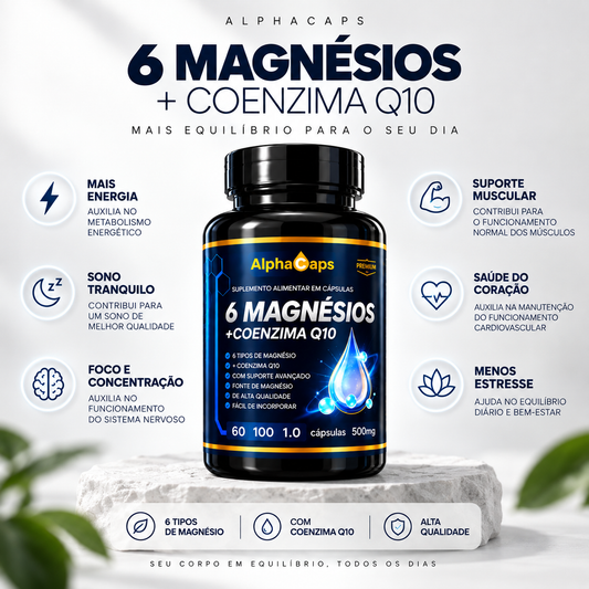 Suplemento de magnésio com Coenzima Q10 - suporte avançado e energia celular - Nutrishaper