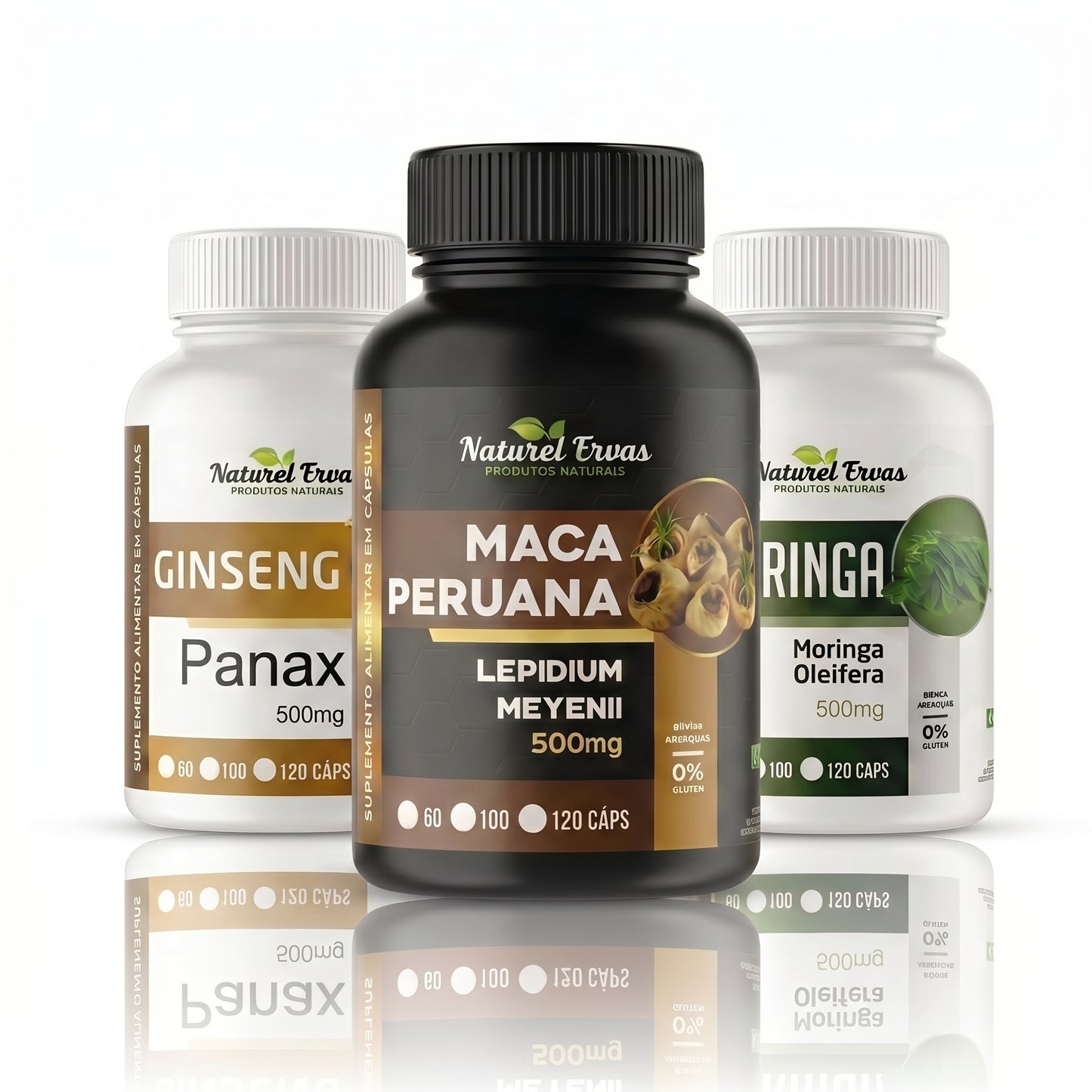 Combo Ginseng panax , Moringa oleifera e Maca