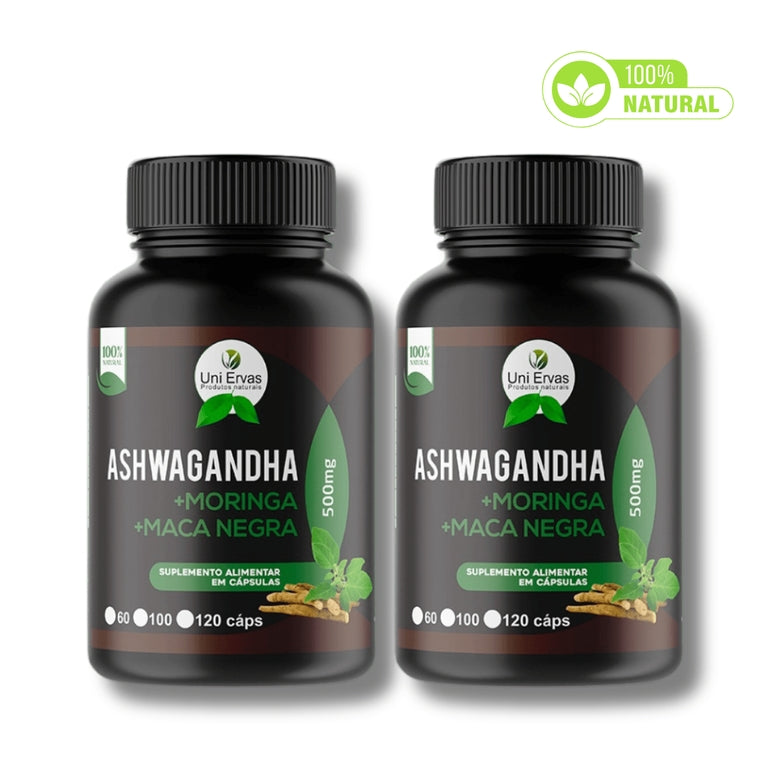 Potência Total Premium: Ashwagandha +  Moringa Oleifera + Maca Negra Peruana