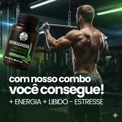 Potência Total Premium: Ashwagandha +  Moringa Oleifera + Maca Negra Peruana