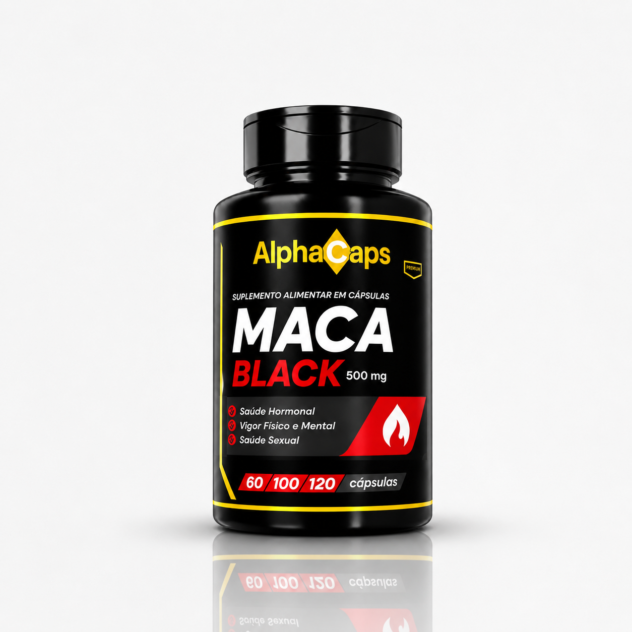 Maca Black Premium 500mg | Saúde Hormonal e Vigor Físico | 120 Cápsulas