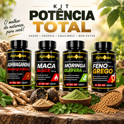Moringa + Maca Negra + Feno Grego + Ashwagandha 480 capsulas