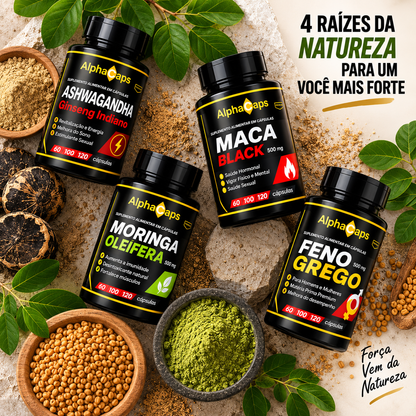Moringa + Maca Negra + Feno Grego + Ashwagandha 480 capsulas