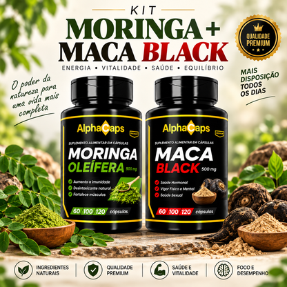 Kit Moringa + Maca Black 240 cápsulas - suplemento natural Nutrishaper