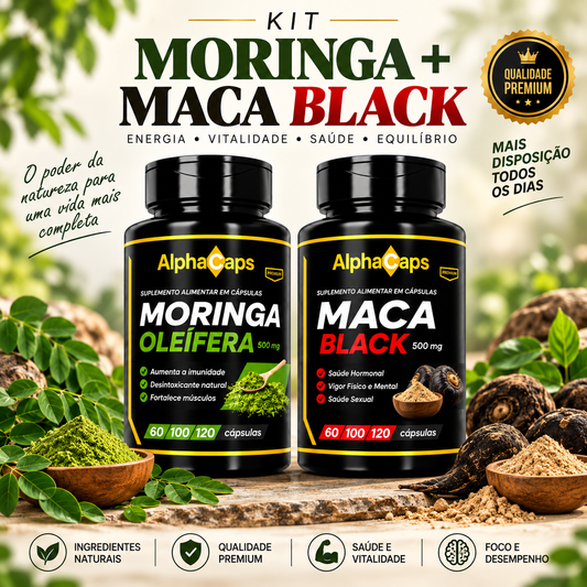 Kit Moringa + Maca Black 240 cápsulas - suplemento natural Nutrishaper