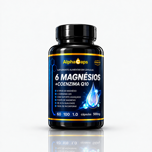 6 Magnésios (Taurato, Malato, Óxido, Citrato) + Coenzima Q10 120 cápsulas - Nutrishaper