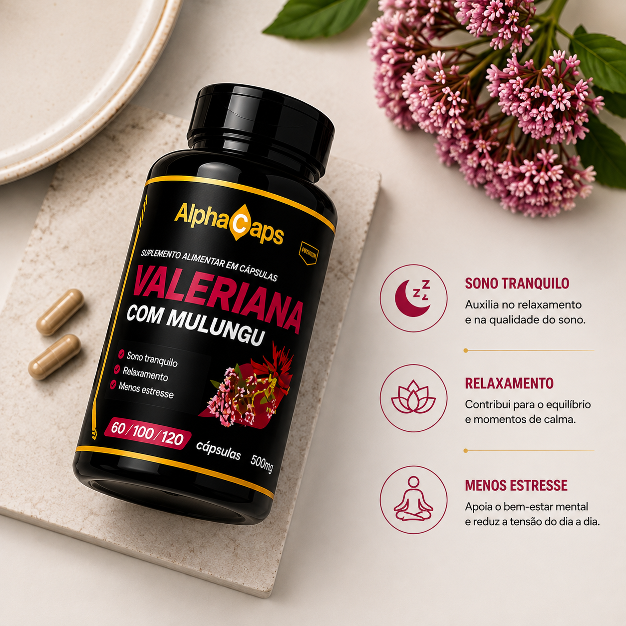 Valeriana com Mulungu 500mg - 120 Cápsulas