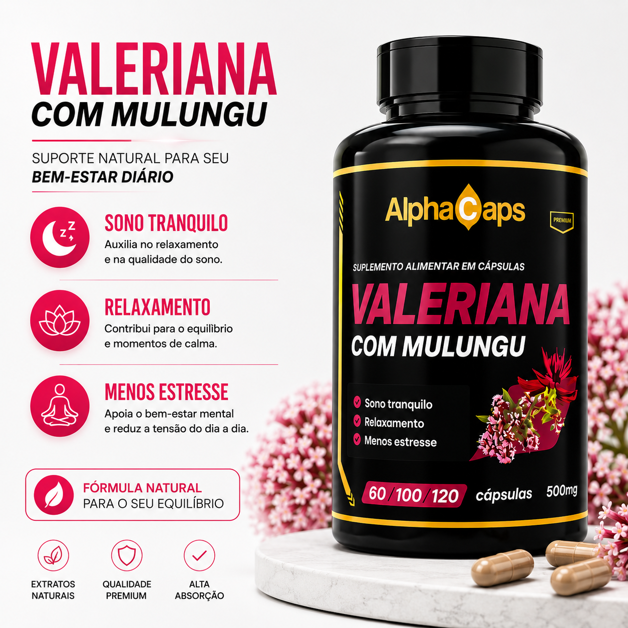 Valeriana com Mulungu 500mg - 120 Cápsulas