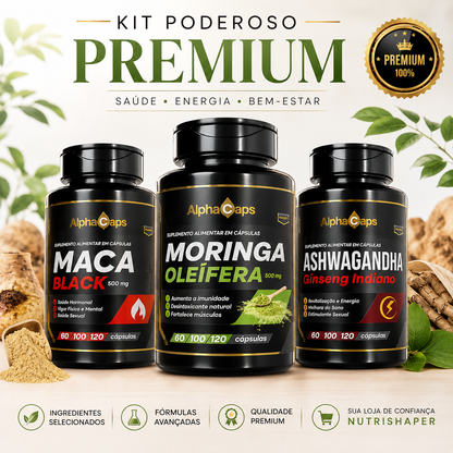 Ashwagandha +  Moringa  + Maca Negra  360 cps