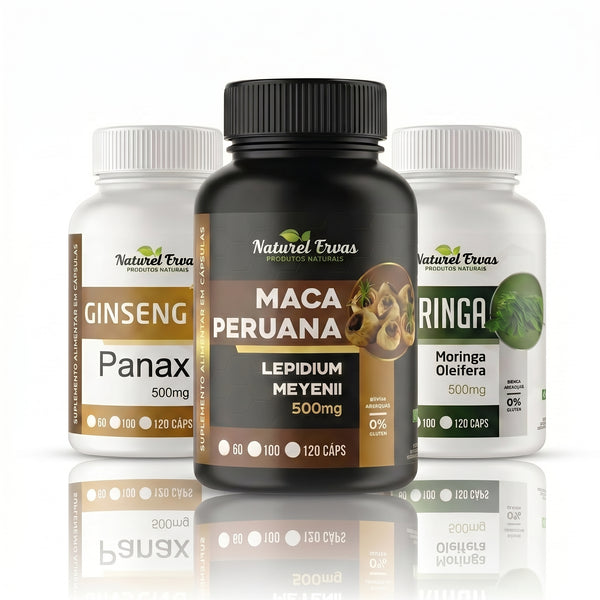Combo Ginseng panax , Moringa oleifera e Maca