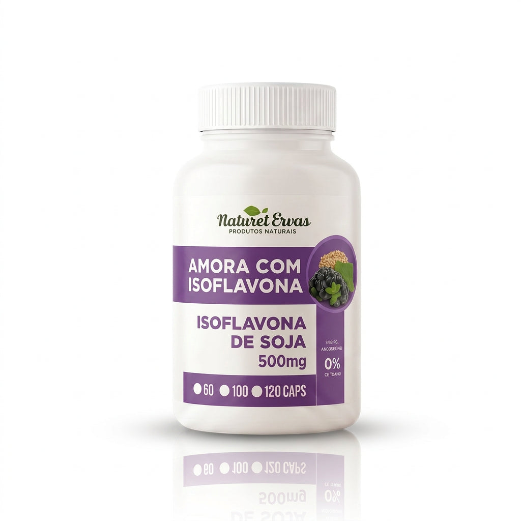 Amora com Isoflavona de Soja 500mg - frasco frontal