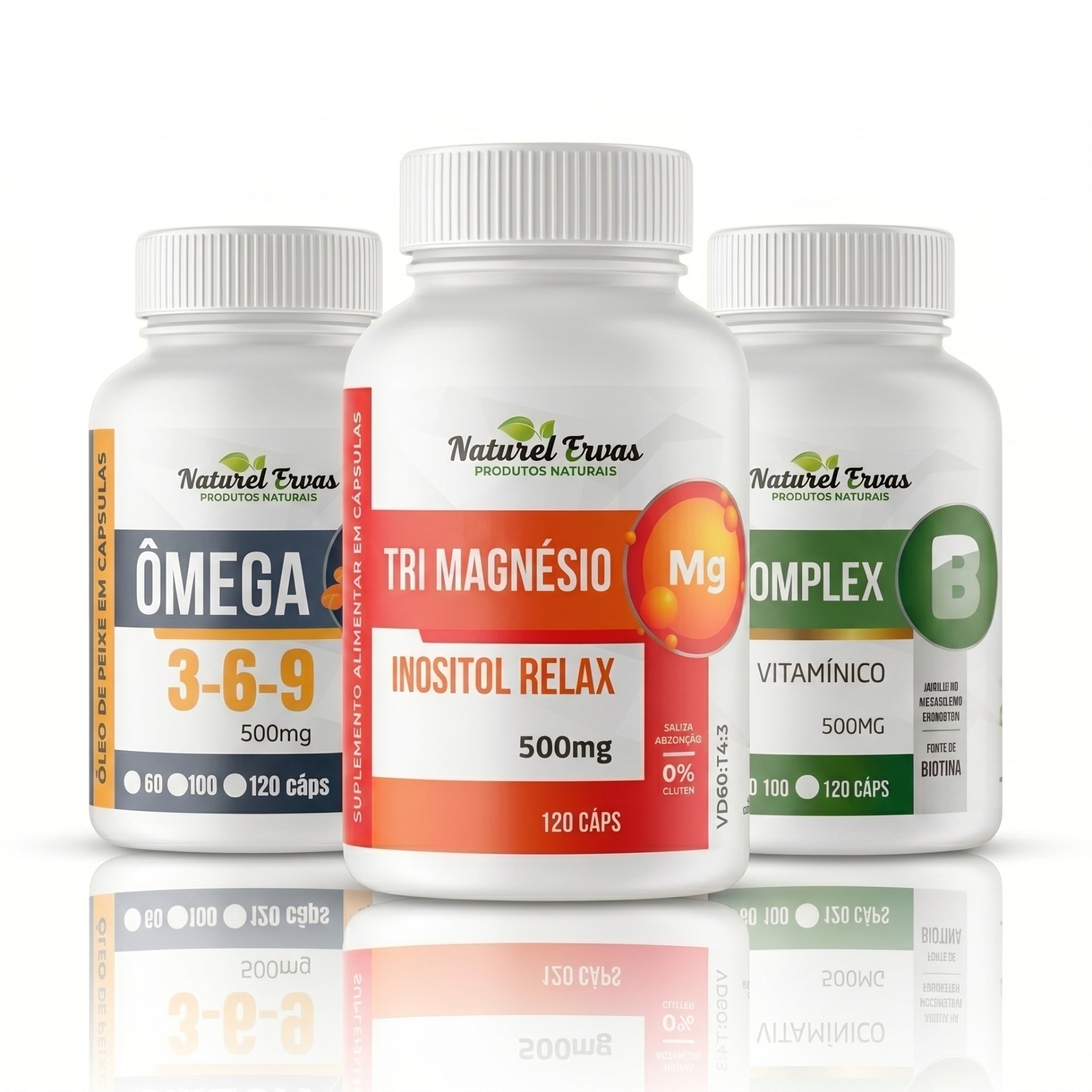 Kit Equilíbrio Total - Ômega 3-6-9, Tri Magnésio e B Complex