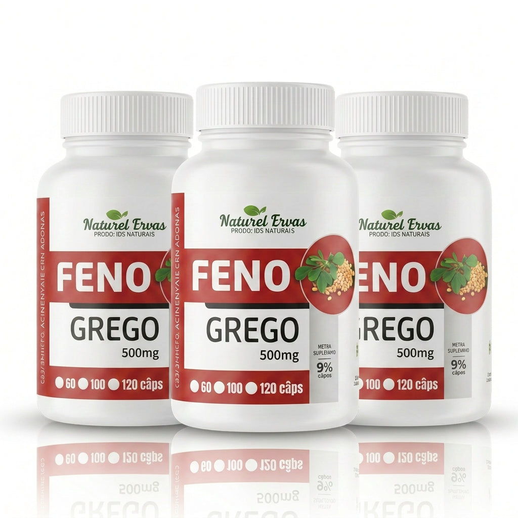 Feno Grego 500mg - kit 3 frascos